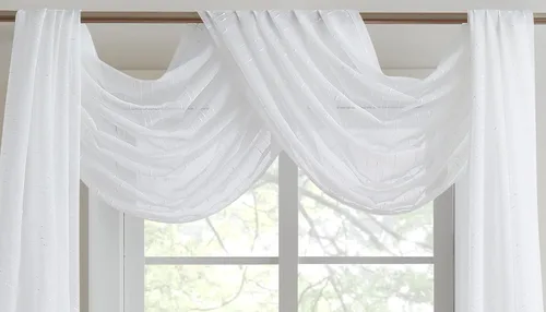 Vista 9 de LinenZone Cortinas traslúcidas de lujo para ventana, sala de estar, dormitorio o cocina. Cada panel de cortinas de lino está bordado con diseño