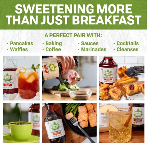 Vista 5 de Maple Valley Jarabe de arce orgánico puro, 32 onzas, grado A, jarabe de arce robusto oscuro, anteriormente grado B* en jarra de plástico sin BPA