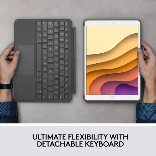 Vista 8 de Logitech Combo Touch - Funda con teclado para iPad Air (3ª generación) y iPad Pro de 10.5 pulgadas con trackpad, teclado inalámbrico y tecnología