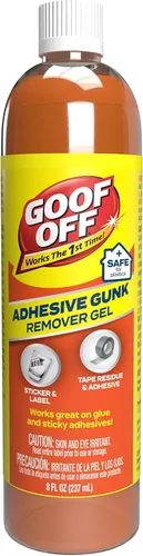 Goof Off Removedor de Residuos Adhesivos, 8 onzas líquidas, elimina calcomanías, pegamento, etiquetas, residuos de cinta y adhesivo, ideal para