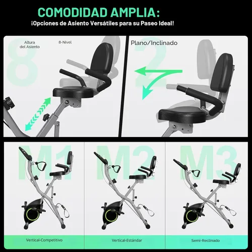 Vista 3 de USLIM Bicicleta de Ejercicio Plegable Bicicletas Estáticas para el Hogar, Bicicleta de Entrenamiento Interior 5 EN 1, Bicicleta de Ciclismo