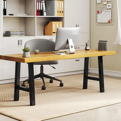 Vista 2 de TC-HOMENY Patas de banco de mesa de 28 pulgadas, juego de 2 patas de metal negro café para comedor (28 pulgadas)