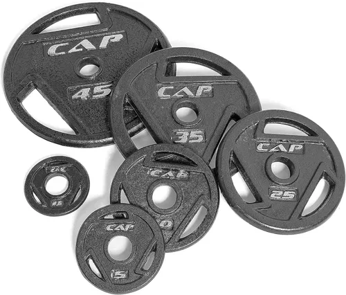 Vista 6 de WF Athletic Supply - Disco de hierro fundido, placa de agarre olímpico de 2 pulgadas para entrenamiento de fuerza, tonalidad muscular, pérdida