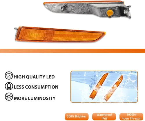 Vista 2 de ADIIL Kit de carcasa de luz de señal de luz de señal de parachoques delantero de lente ámbar compatible con Ford Fusion 2010 2011 2012