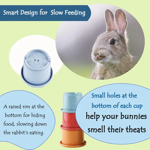 Vista 7 de 8 tazas apilables para conejos, juguetes reutilizables multicolor con bonito diseño de animales, juguetes apilables de tamaño graduado, juguete