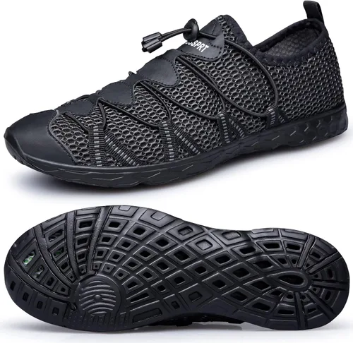 Vista 14 de DOUSSPRT Zapatos acuáticos deportivos de secado rápido para mujer Todo negro