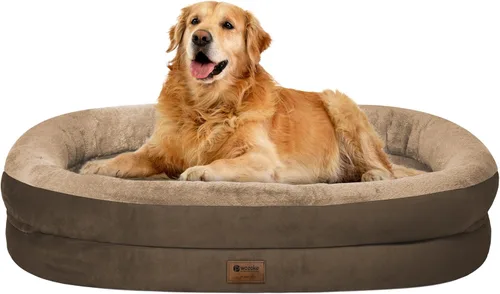 Vista 20 de Cama ortopédica lavable grande para perros: Cama de espuma viscoelástica impermeable para mascotas con refuerzos - Funda ortopédica extraíble