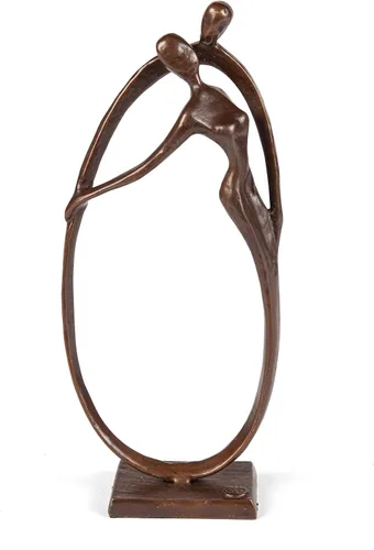 Danya B. Escultura de bronce Circle of Love – Decoración contemporánea para el hogar, pareja moderna y elegante, abrazo eterno para boda