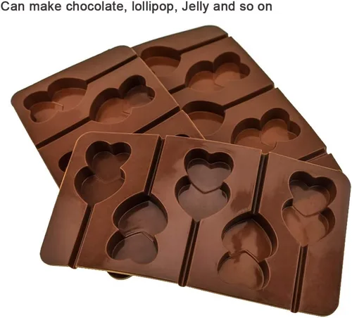 Vista 3 de 3 moldes en forma de corazón doble, 5 agujeros, piruleta, chocolate, gelatina, helado, molde para pudín de dulces, cupcakes, hecho a mano