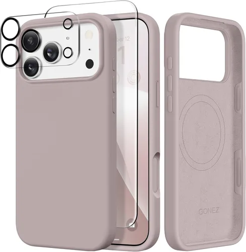 Vista 321 de GONEZ Funda magnética para iPhone 14, compatible con Magsafe, con protector de pantalla + protector de cámara, forro de microfibra antiarañazos