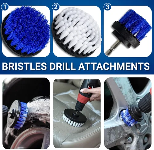 Vista 4 de Kit de limpieza para interiores y exteriores, kit de limpieza de automóvil con juego de cepillos profesionales para detallar el automóvil, kit