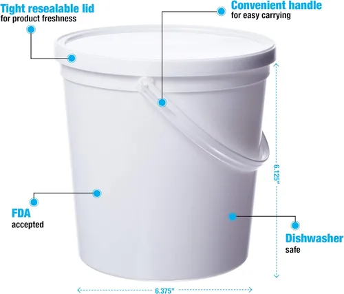 Vista 2 de Consolidated Plastics 42584 Cubeta con asa, polipropileno, 2.5 cuartos de galón, blanco, 10 piezas