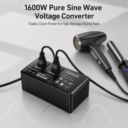 Vista 3 de LVYUAN Convertidor de voltaje reductor de onda sinusoidal pura de 1600W con Negro