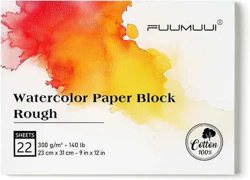 Vista 17 de Fuumuui - Bloque de papel de acuarela de 5 x 7 pulgadas, bloc de papel de acuarela 100% algodón de 30 hojas, 140 libras/300 gsm, papel de arte