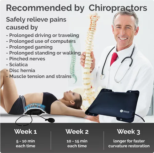 Vista 4 de AJUVIA Descompresor lumbar, dispositivo portátil de tracción lumbar, almohada para el dolor de espalda para dormir, alivio rápido para hernia