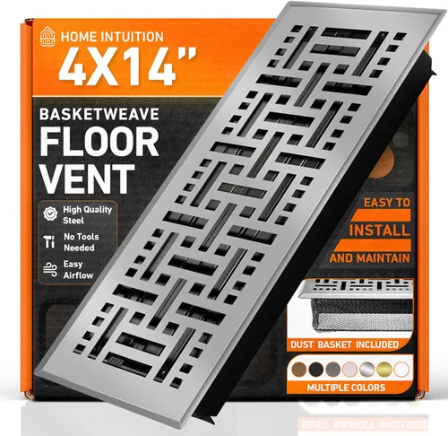 Vista 23 de Cubiertas de ventilación de piso 2X10 con registro de malla, trampa, calor y aire, registro de piso metálico transitable para conducto HVAC