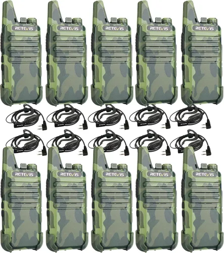 Vista 9 de Retevis RT22 - Walkie Talkies de 2 vías, radio bidireccional recargable de largo alcance, USB VOX pequeño auricular de emergencia de 2 pines
