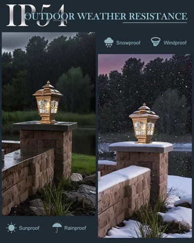 Vista 3 de Paquete de 2 luces de poste para exteriores, lámpara de poste de bronce, luces de calle antiguas para patio, jardín, césped de cerca, camino