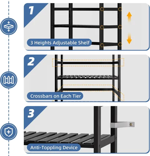Vista 6 de HITNET Estantería de bambú, estantería abierta de 6 niveles con estantes ajustables, estante de almacenamiento de pie para sala de estar, baño, Negro