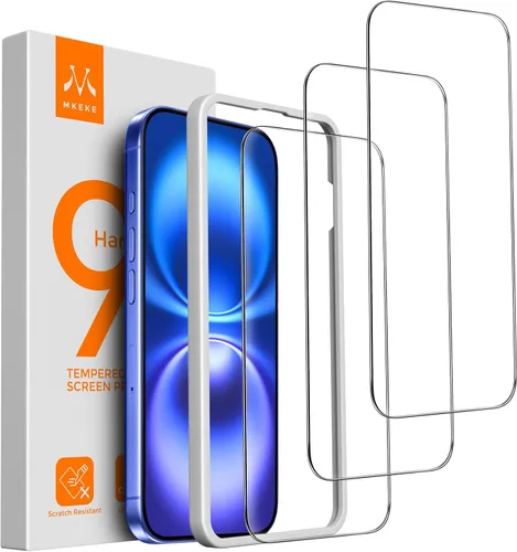 Vista 12 de Mkeke Protector de pantalla para iPhone Air, paquete de 3 unidades de vidrio templado [dureza 9H] [protección contra caídas de grado militar]