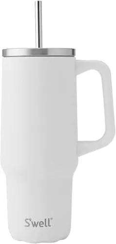 Vista 8 de S'well Recycled Stainless Steel Tumbler XL with Straw and Handle, 40oz, Azurite, Triple Layered Vacuum Insulated Container Keeps Drinks Cold 50
