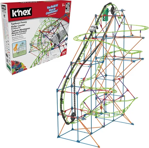 K'NEX 51438 Typhoon Frenzy - Juego de construcción de montaña rusa, gris, mediano