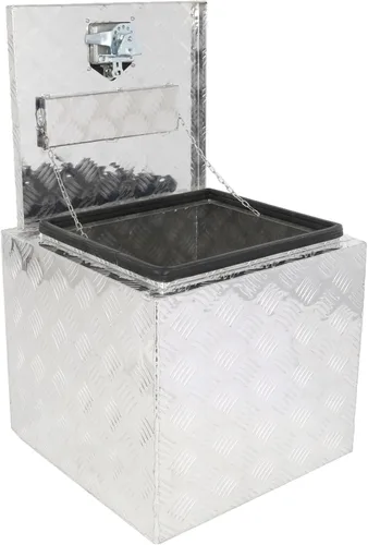 Vista 3 de SCITOO - Caja de herramientas de aluminio de 18 pulgadas de plata resistente para cama de camión, caja de herramientas para remolque de RV