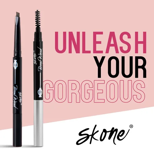 Vista 6 de Skone Cosmetics The Original Brow Wand - Lápiz de cejas con cepillo, retráctil de doble cara, impermeable, de larga duración, lápices de cejas
