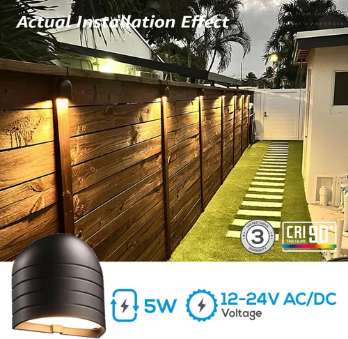 Vista 8 de LEONLITE Paquete de 12 luces LED de bajo voltaje, 250 lúmenes, luces de cerca ultra brillantes, CRI90, luz de valla de barandilla de paisaje
