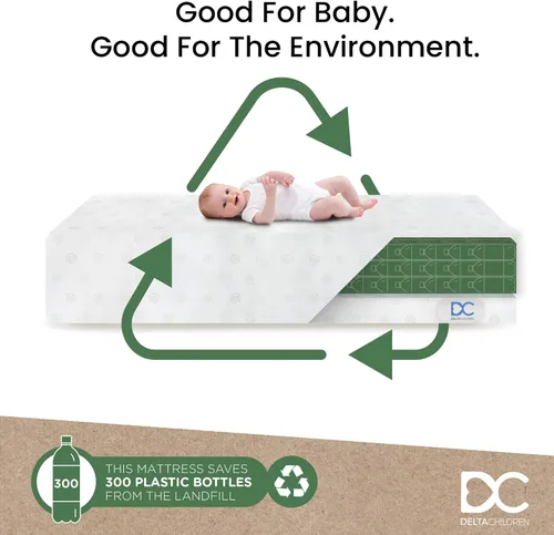 Vista 7 de Delta Children Cama de plástico para niños pequeños, CoComelon + Delta Children Twinkle Galaxy Colchón de doble cara para cuna y niño pequeño