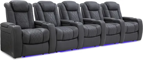 Vista 40 de Valencia Tuscany - Asiento de cine en casa, sillón reclinable eléctrico de piel de napa con espuma viscoelástica de gel frío, carga USB-C/USB-A