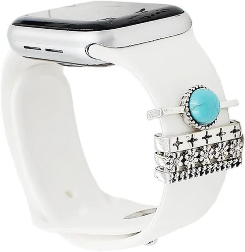 Dijes para correa de reloj compatibles con Apple Watch Series 9, 8, 7, 6, 5, 4, 3, 2, 1, iWatch Series 9, 8, 7, 6, 5, 4, 3, 2, 1, anillo decorativo