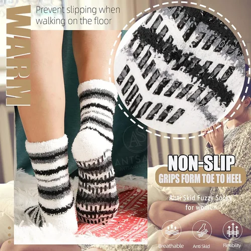 Vista 5 de ANTSANG Womens Fuzzy Socks Slipper Winter Fluffy Cozy Cabin Warm Soft Fleece Comfy Home Socks