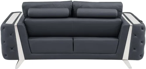 Vista 10 de Blackjack Furniture Reggio Collection - Sofás de cuero italiano de grano completo para sala de estar con marco de madera brasileña y acero