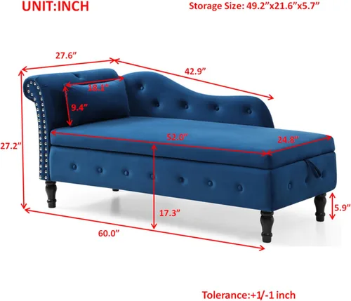 Vista 29 de Holaki Tumbona de almacenamiento de terciopelo, banco de almacenamiento para el extremo de la cama con almohada, sillón copetudo con botones