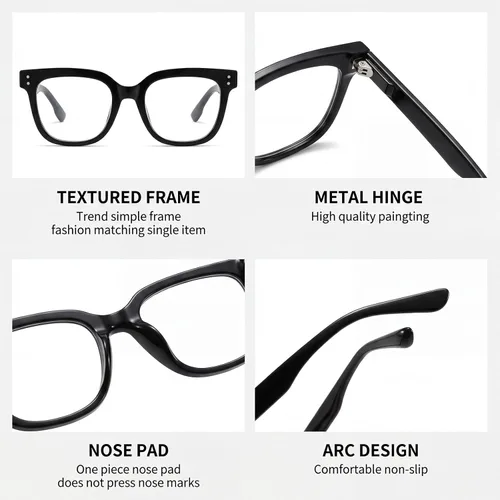 Vista 4 de Blue Light Glasses for Woman,Chunky Blue Light Blocking Glasses with TR90 Rectangle Frame and Chic Look for Women Men