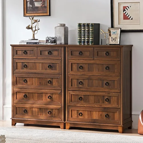 Vista 25 de Joaxswe Mesita de noche estilo granja de 18" con estación de carga, cómoda con mesa auxiliar de 2 cajones para dormitorio, mesita de noche de madera