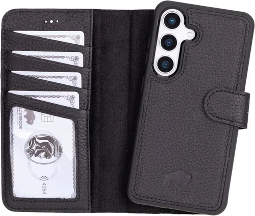 Vista 29 de BLACKBROOK Funda tipo cartera de piel para Samsung S24, extraíble 2 en 1, para carga inalámbrica, 4 ranuras para tarjetas, bolsillos para efectivo e