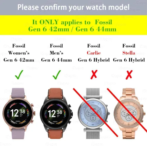 Vista 2 de iDaPro Fossil - Protector de pantalla para reloj inteligente Fossil GEN 6 de 1.732 pulgadas (1.732 in) para hombre (1.654 in), vidrio templado