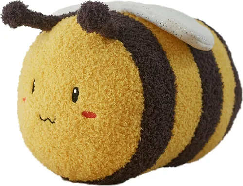 Peluche de abejorro mullido de 13.9 pulgadas, pulshies de abeja de miel con cara linda y alas blancas, juguete de peluche de abejorro de abejorro,