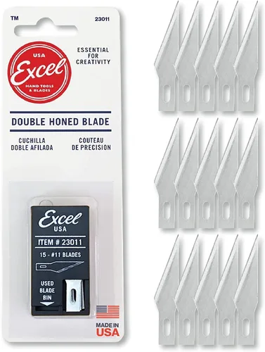 Vista 4 de Excel Blades Cuchillas de repuesto para cuchillos de precisión #11, cuchillas afiladas de acero de doble afilado para recortar y detallar madera