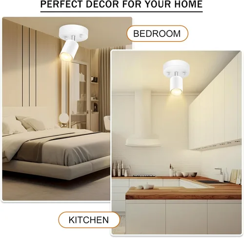 Vista 5 de Kit de iluminación LED de pista BoostArea, aplique monopunto ajustable de montaje empotrado, luz de punto giratoria flexible para cocina, sala