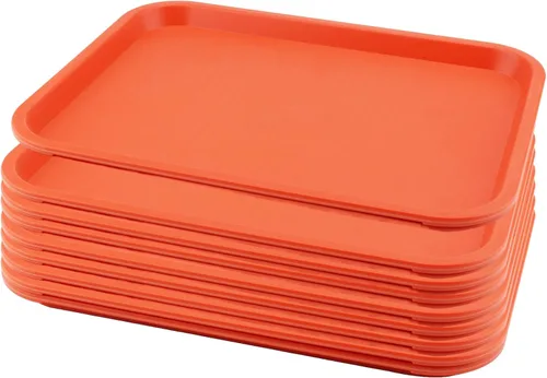 Vista 17 de Paquete de 5 bandejas azules de comida rápida de 14 x 10 pulgadas, bandejas rectangulares grandes para servir restaurante, bandejas de plástico
