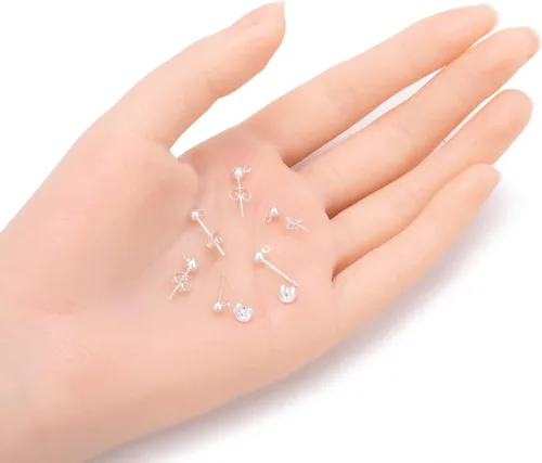 Vista 2 de Adabele - 40 aretes hipoalergénicos resistentes al deslustre de 0.118 pulgadas (0.118 in), 40 piezas de espaldas de tuerca chapadas en plata