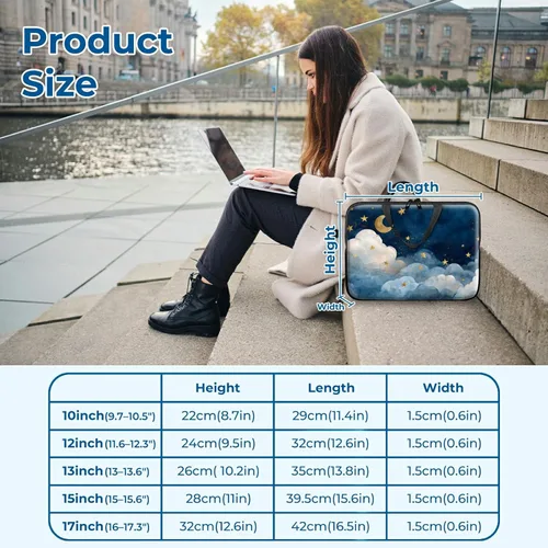 Vista 24 de Funda para laptop con asa de 10 pulgadas, impermeable, diseño de onda, compatible con MacBook Air, Pro, HP, Dell, Lenovo, ASUS