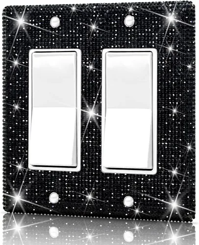 Vista 34 de Dengduoduo Placas de pared, cubierta decorativa para interruptor de luz, cubiertas decorativas de tomacorrientes, diamantes de imitación plateados