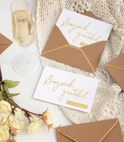 Vista 5 de Winoo Design Gold Beyond Grateful - Tarjetas de agradecimiento con sobres, 36 unidades, notas de agradecimiento con papel dorado en relieve de 4 x 6