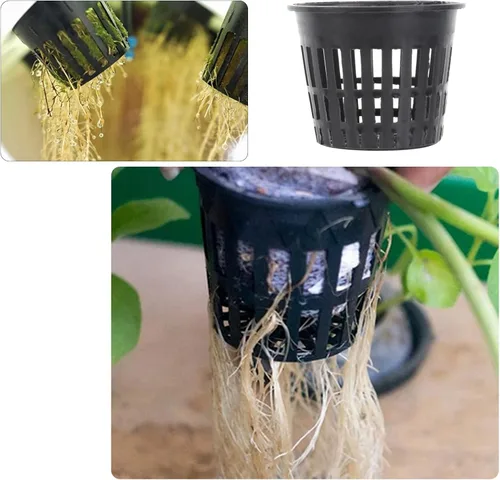 Vista 4 de NOLITOY Macetas de orquídeas para plantas de borde ancho, maceta hidropónica, macetas de red de 5 pulgadas para hidroponía, mini malla de plantación