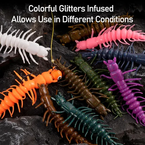 Vista 4 de Dr.Fish Hellgrammite - Paquete de 8 señuelos de pesca suave para gusanos, cebo de gusano de 3 pulgadas, de agua dulce, de plástico, señuelos