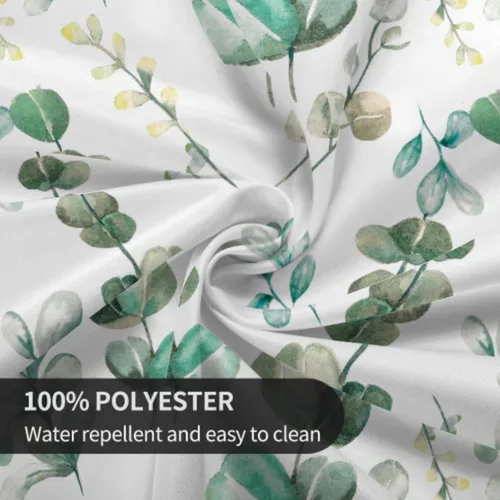 Vista 6 de Mantel redondo de hojas de eucalipto primaverales de 60 pulgadas, acuarela, hojas verdes salvia, lavable, resistente a las manchas, mantel